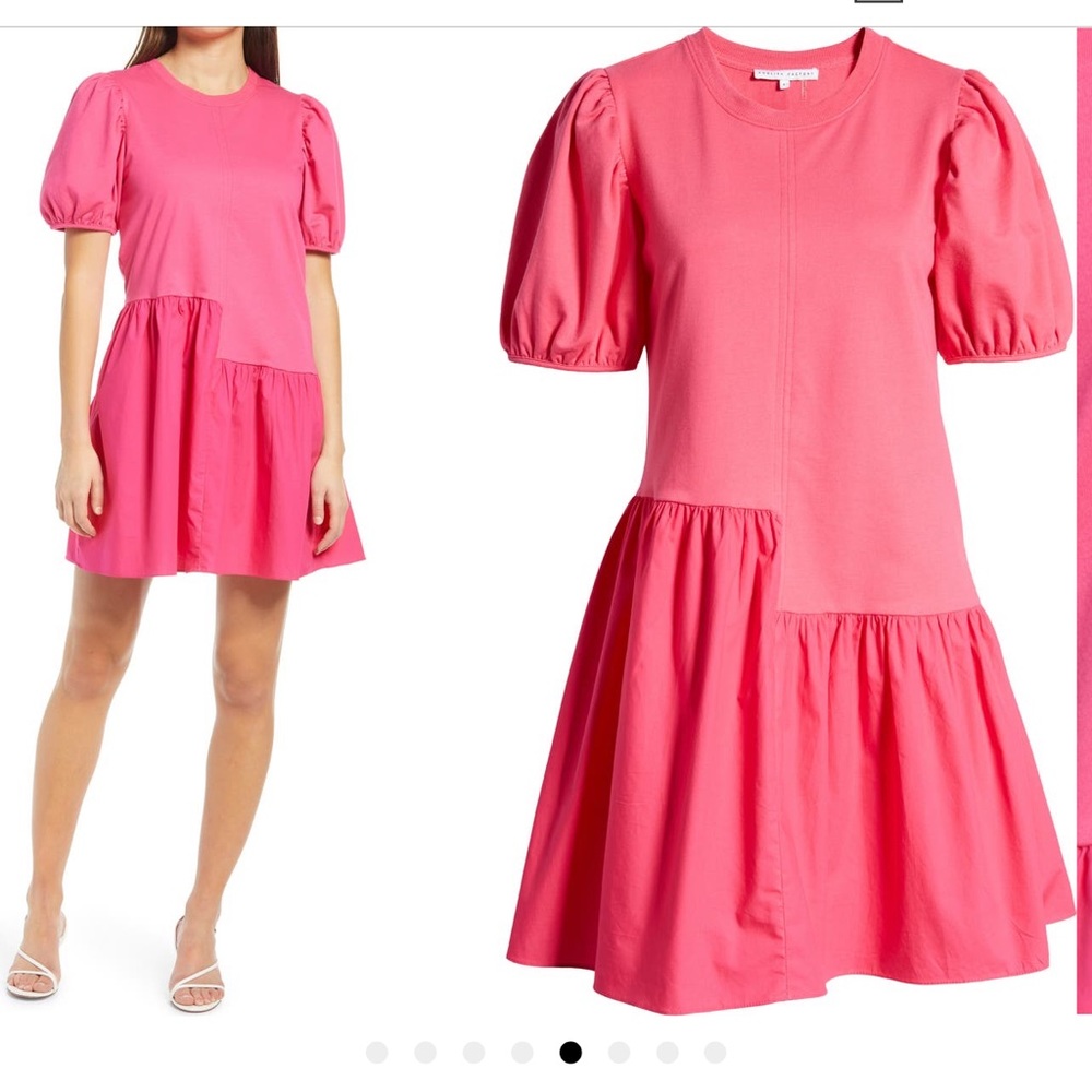 Fuchsia English Factory Mixed Media Dress Size Large